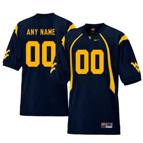 Men%27s West Virginia Mountaineers Navy Customized College Football Jersey